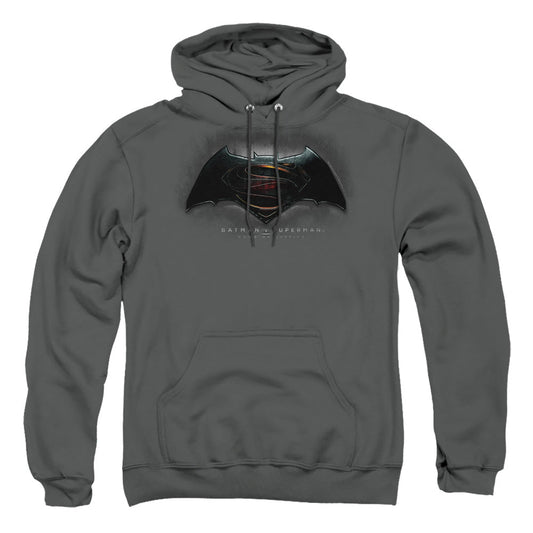 Batman V Superman Logo Mens Hoodie Charcoal Officially Licensed