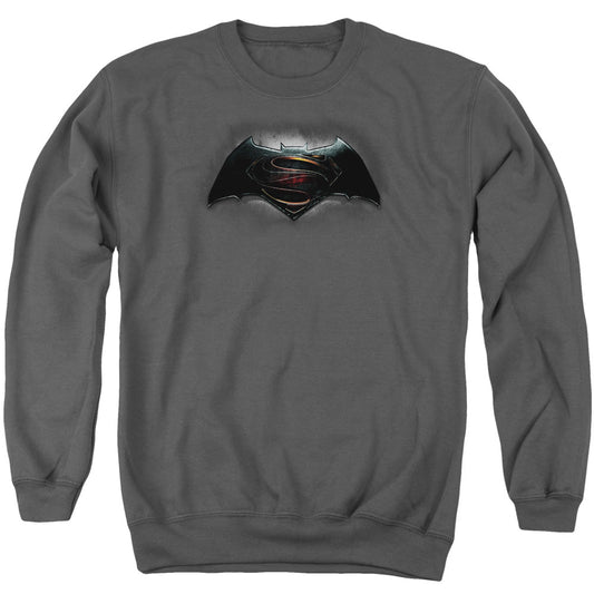 Batman V Superman Logo Mens Crewneck Sweatshirt Charcoal Officially Licensed
