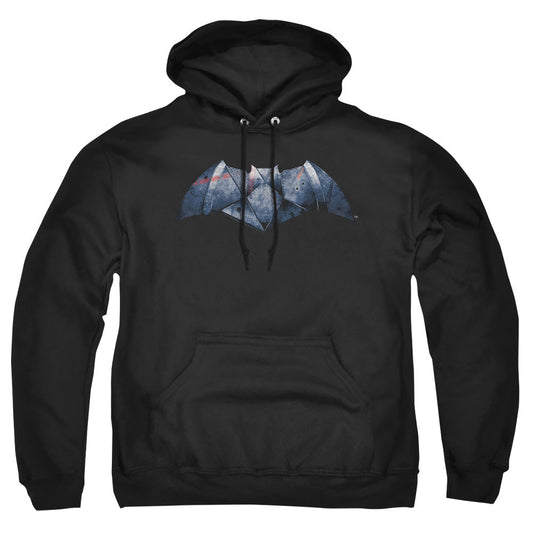 Batman V Superman Plated Bat Logo Mens Hoodie Black Officially Licensed