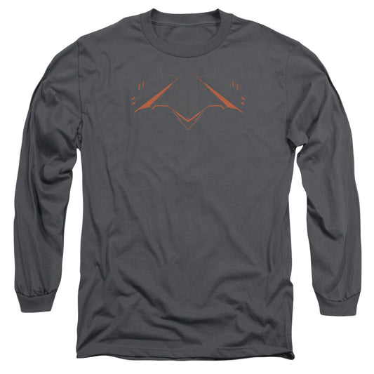 Batman V Superman Tech Bat Logo Mens Long Sleeve Shirt Charcoal Officially Licensed
