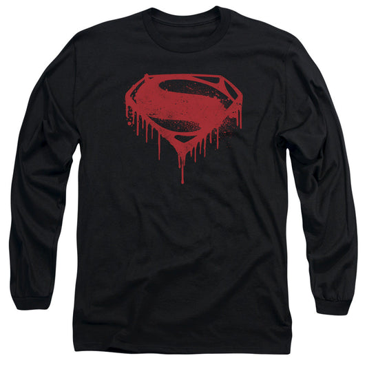 Batman V Superman Splattered Mens Long Sleeve Shirt Black Officially Licensed