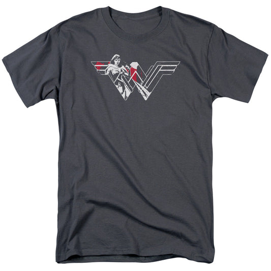 Batman V Superman Wonder Splatter Logo Mens T Shirt Charcoal Officially Licensed