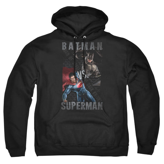 Batman Vs Superman Hero Split Mens Hoodie Black Officially Licensed