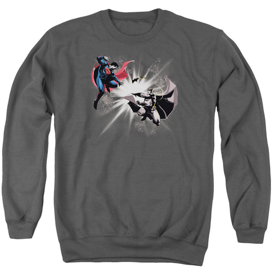 Batman V Superman Fight Burst Mens Crewneck Sweatshirt Charcoal Officially Licensed