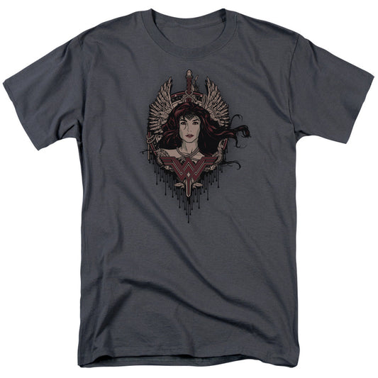 Batman V Superman Winged Goddess Mens T Shirt Charcoal Officially Licensed