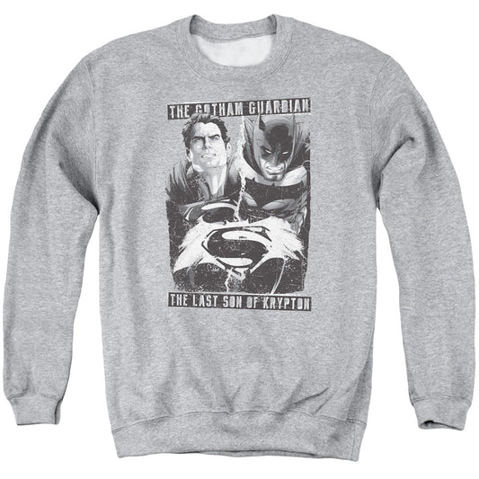 Batman V Superman Guardian V Son Mens Crewneck Sweatshirt Athletic Heather Officially Licensed