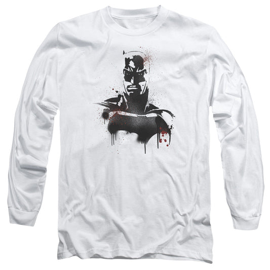 Batman V Superman Batman Spray Mens Long Sleeve Shirt White Officially Licensed