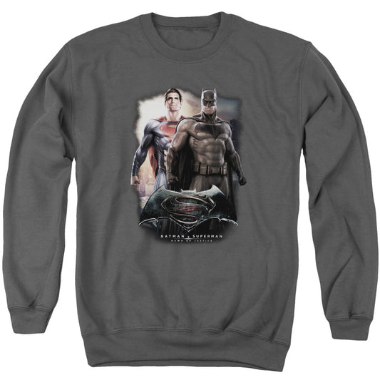 Batman Vs Superman Dawn Mens Crewneck Sweatshirt Charcoal Officially Licensed