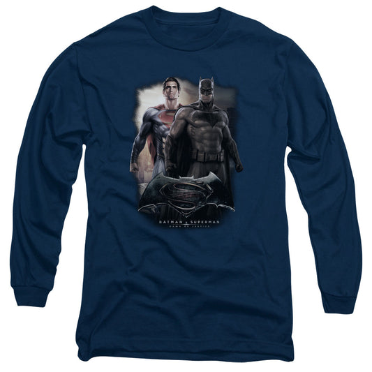 Batman Vs Superman Dawn Mens Long Sleeve Shirt Navy Officially Licensed