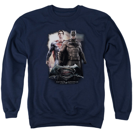 Batman Vs Superman Dawn Mens Crewneck Sweatshirt Navy Officially Licensed