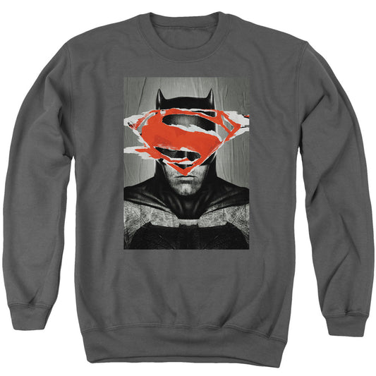Batman Vs Superman Batman Poster Mens Crewneck Sweatshirt Charcoal Officially Licensed