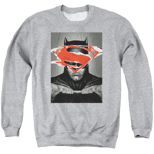 Batman Vs Superman Batman Poster Mens Crewneck Sweatshirt Athletic Heather Officially Licensed