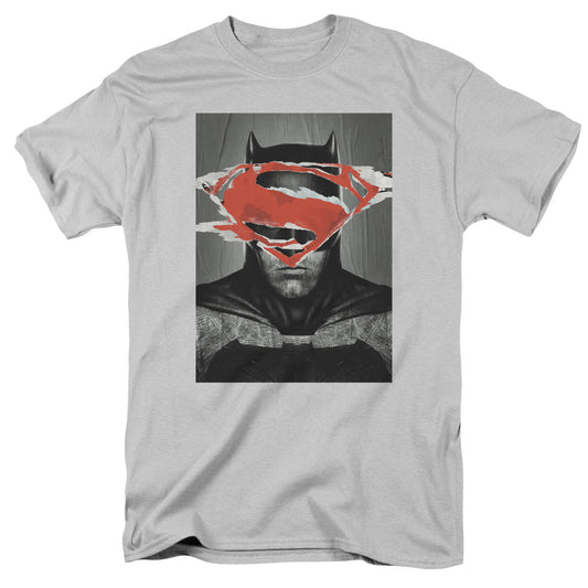 Batman Vs Superman Batman Poster Mens T Shirt Silver Officially Licensed