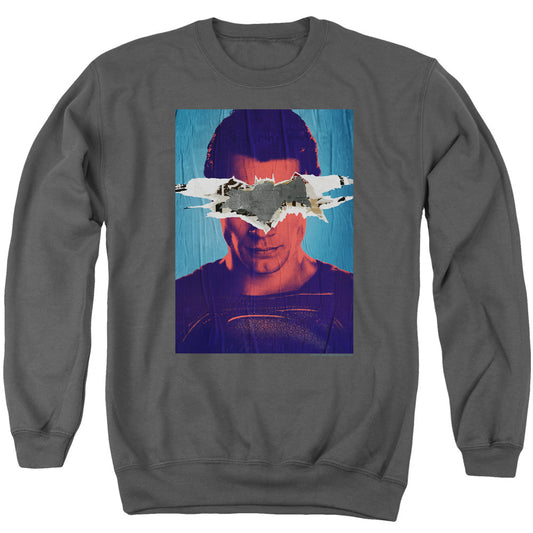Batman Vs Superman Superman Poster Mens Crewneck Sweatshirt Charcoal Officially Licensed