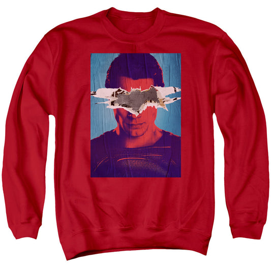 Batman Vs Superman Superman Poster Mens Crewneck Sweatshirt Red Officially Licensed