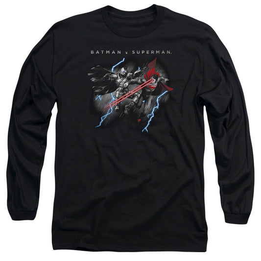 Batman V Superman Lightning Fight Mens Long Sleeve Shirt Black Officially Licensed