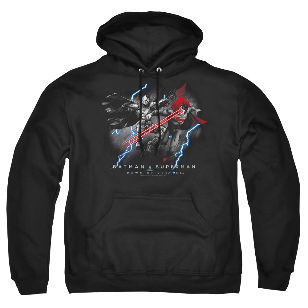 Batman V Superman Lightniing V Heat Vision Mens Hoodie Black Officially Licensed