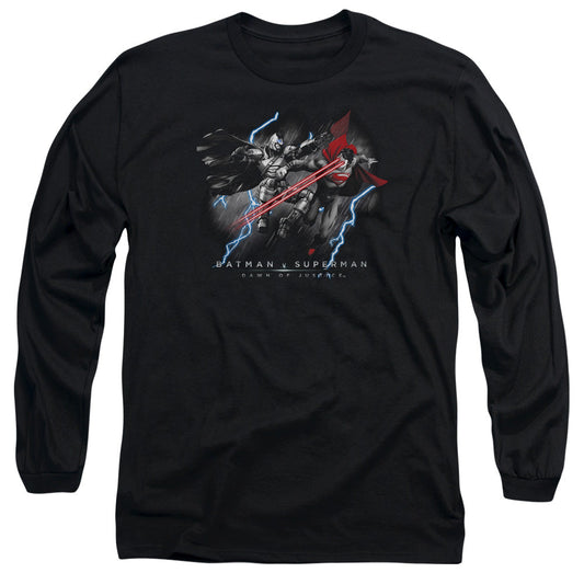 Batman V Superman Lightniing V Heat Vision Mens Long Sleeve Shirt Black Officially Licensed