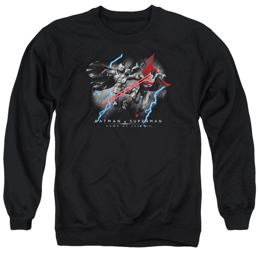 Batman V Superman Lightniing V Heat Vision Mens Crewneck Sweatshirt Black Officially Licensed
