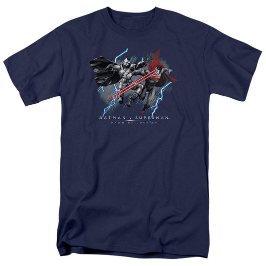Batman V Superman Lightniing V Heat Vision Mens T Shirt Navy Officially Licensed