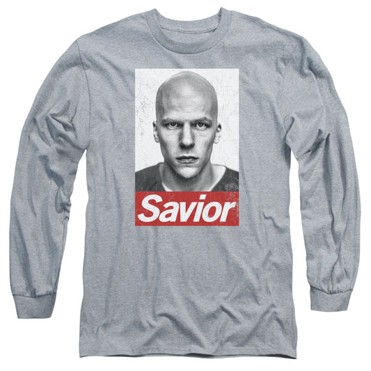 Batman V Superman Savior Mens Long Sleeve Shirt Athletic Heather Officially Licensed