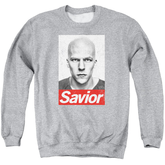 Batman V Superman Savior Mens Crewneck Sweatshirt Athletic Heather Officially Licensed
