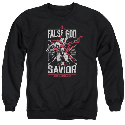 Batman V Superman False God Or Savior Mens Crewneck Sweatshirt Black Officially Licensed