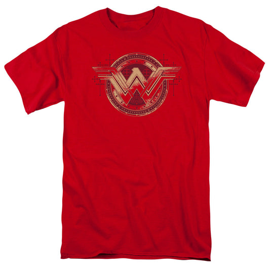 Batman V Superman Wonder Shield Mens T Shirt Red Officially Licensed