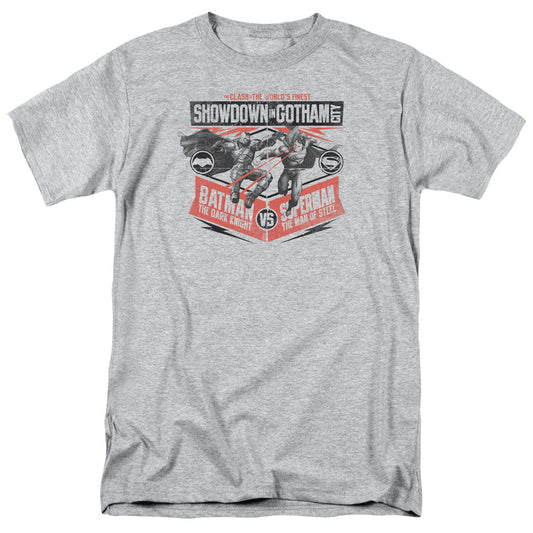 Batman V Superman Showdown In Gotham Mens T Shirt Athletic Heather Officially Licensed