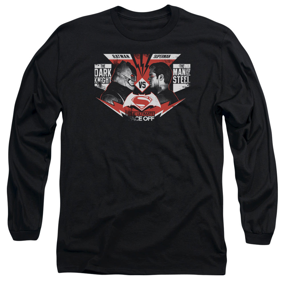 Batman V Superman Ultimate Face Off Mens Long Sleeve Shirt Black Officially Licensed