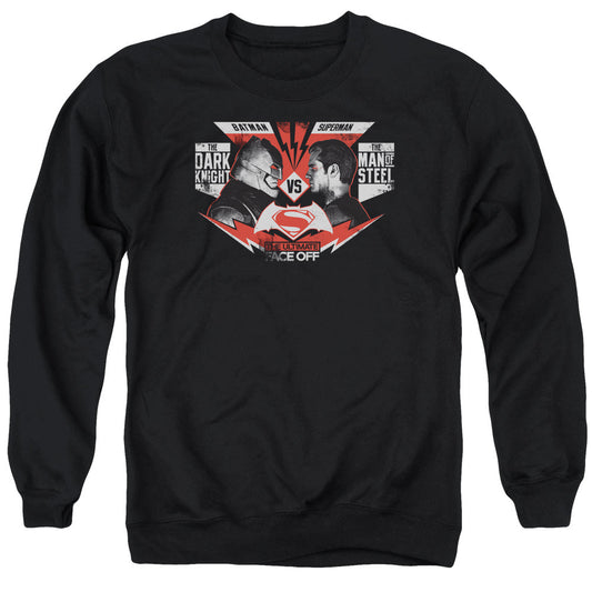Batman V Superman Ultimate Face Off Mens Crewneck Sweatshirt Black Officially Licensed