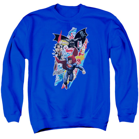 Batman V Superman Ripped Trio Mens Crewneck Sweatshirt Royal Officially Licensed