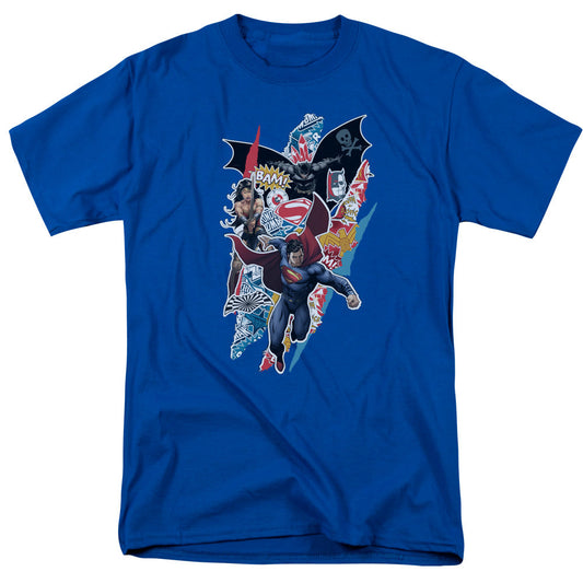 Batman V Superman Ripped Trio Mens T Shirt Royal Officially Licensed