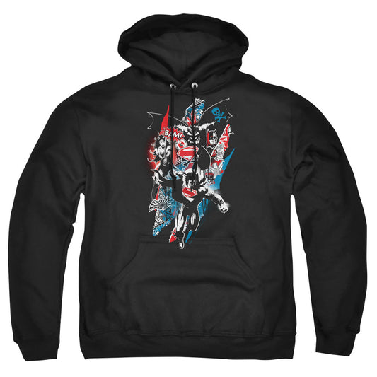 Batman V Superman Ripped Trio 2 Mens Hoodie Black Officially Licensed