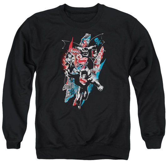 Batman V Superman Ripped Trio 2 Mens Crewneck Sweatshirt Black Officially Licensed