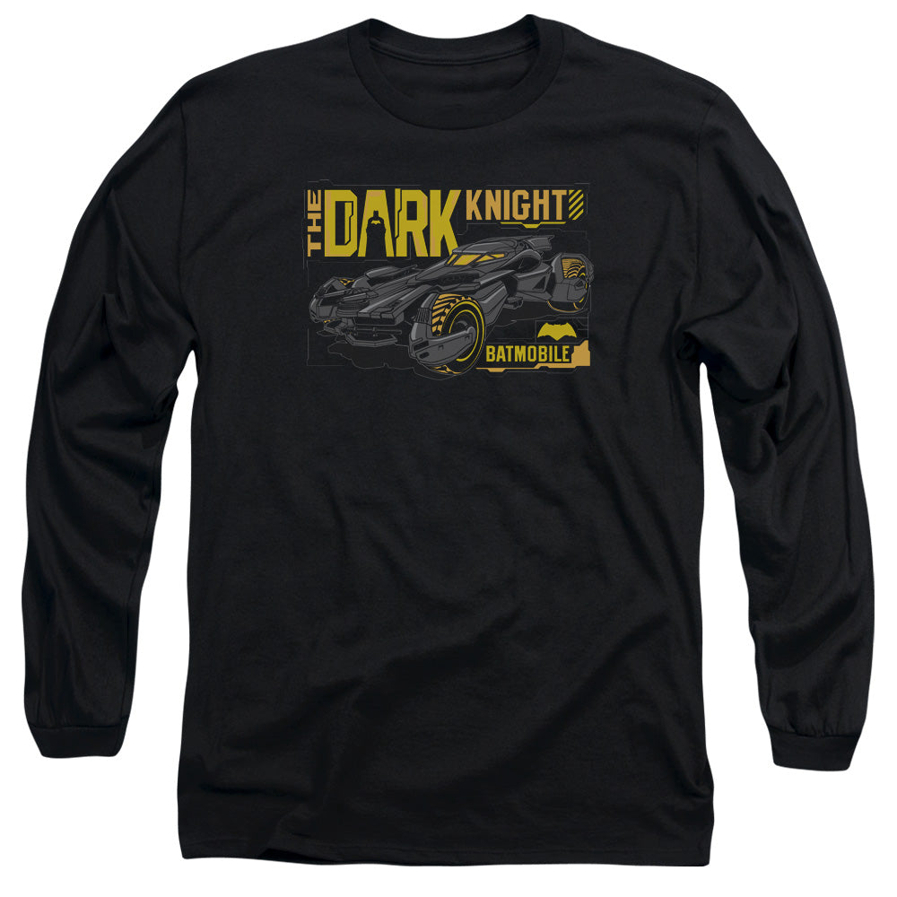 Batman V Superman Mobil Dark Knight Mens Long Sleeve Shirt Black Officially Licensed