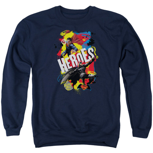Batman V Superman Double Hero Mens Crewneck Sweatshirt Navy Officially Licensed