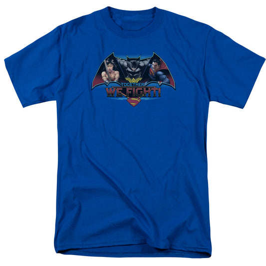 Batman V Superman Together We Fight Mens T Shirt Royal Officially Licensed