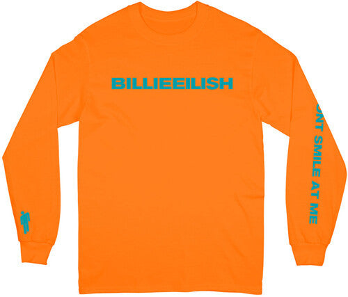 Billie Eilish Billie Eilish Don't Smile Unisex Long Sleeve T-Shirt Medium (Large Item, Medium Long Sleeve Shirt, Orange) [T-Shirt] - Rock Band Apparel