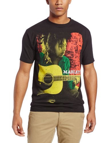 Bob Marley Zion Rootswear Men'S Bob Marley Colored Pose T-Shirt, Black, X-Large [T-Shirt] - Rock Band Apparel