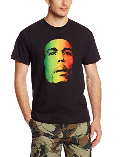 Bob Marley Zion Rootswear Men'S Bob Marley Face T-Shirt, Black, Medium [T-Shirt] - Rock Band Apparel