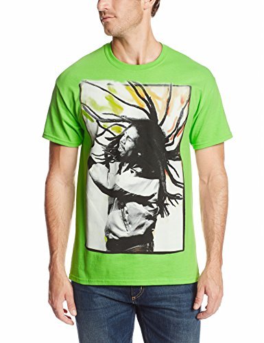 Bob Marley Zion Rootswear Men'S Bob Marley Flying Dreads (Lime) T-Shirt, Green, Small [T-Shirt] - Rock Band Apparel