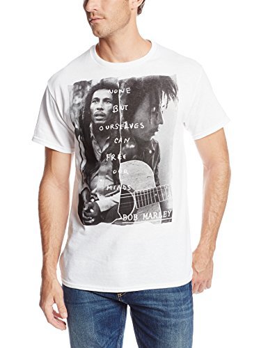 Bob Marley Zion Rootswear Men'S Bob Marley Free Our Minds T-Shirt, White, Medium [T-Shirt] - Rock Band Apparel