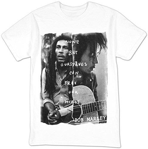 Bob Marley Zion Rootswear Men'S Bob Marley Free Our Minds T-Shirt, White, Small [T-Shirt] - Rock Band Apparel