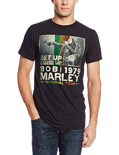 Bob Marley Zion Rootswear Men'S Bob Marley Get Up T-Shirt, Black, Large [T-Shirt] - Rock Band Apparel