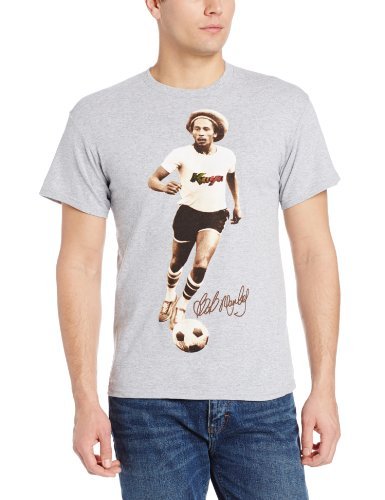 Bob Marley Zion Rootswear Men'S Bob Marley Kaya Soccer T-Shirt, Light Gray, Medium [T-Shirt] - Rock Band Apparel