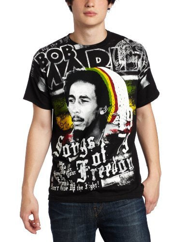 Bob Marley Zion Rootswear Men'S Bob Marley Short Sleeve Freedom T-Shirt,Black, Large [T-Shirt]