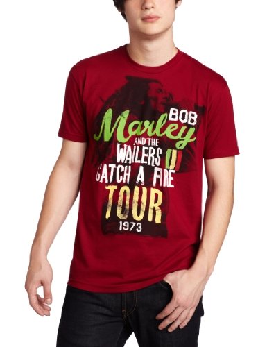 Bob Marley Zion Rootswear Men'S Cedella Marley Short Sleeve Catch A Fire Tour T-Shirt ,Red,Large [T-Shirt] - Rock Band Apparel
