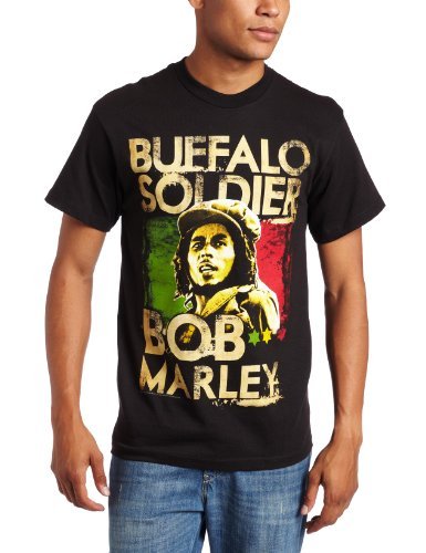 Bob Marley Zion Rootswear Men'S Marley Buffalo Soldier T-Shirt, Black, Small [T-Shirt]