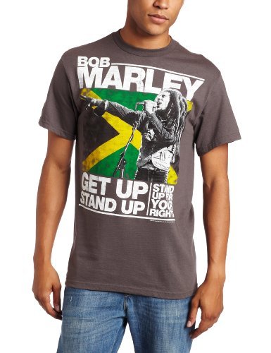 Bob Marley Zion Rootswear Men'S Marley Get Up Stand Up T-Shirt,Charcoal,Large [T-Shirt] - Rock Band Apparel